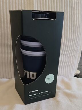 Starbucks Navy and White FIU Reusable Hot Cups - Campus Collection